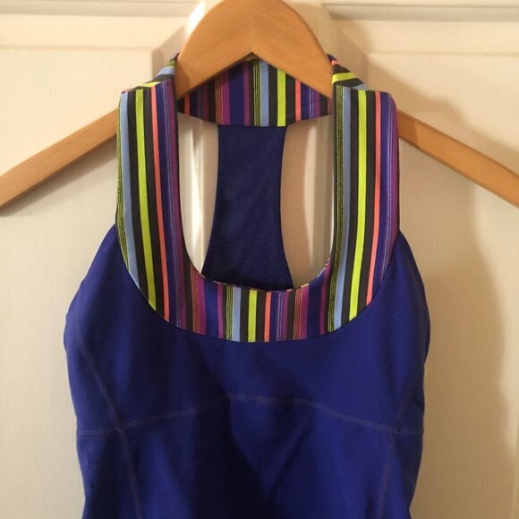 Womens Lululemon Scoop Neck Tank Royal Blue and Stripes Size 4 - Picture 3 of 11